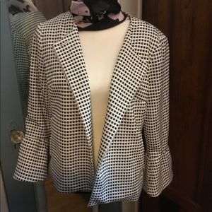 Charter Club Check Jacket Bell Sleeves Blk& White
